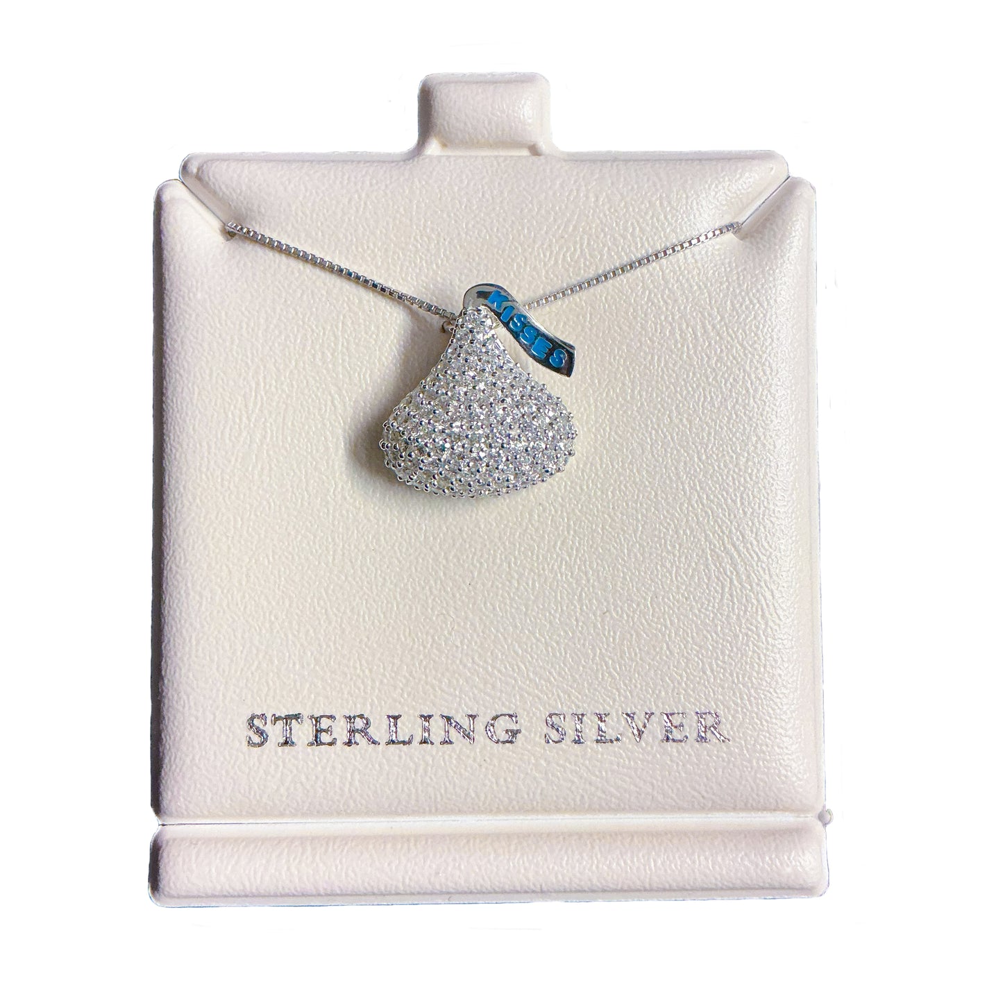 The Hotel Hershey Sterling Silver Crystal KISSES Pendant With Chain
