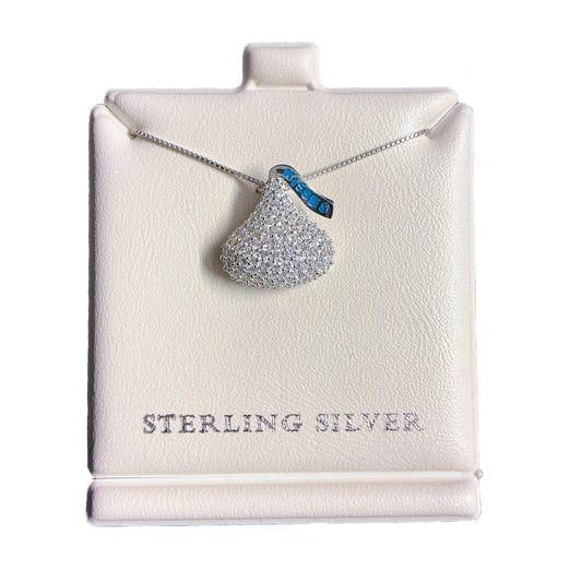 The Hotel Hershey Sterling Silver Crystal KISSES Pendant With Chain