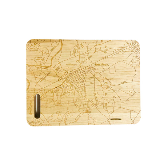 Hershey, PA Map Etched Wood Cutting Board